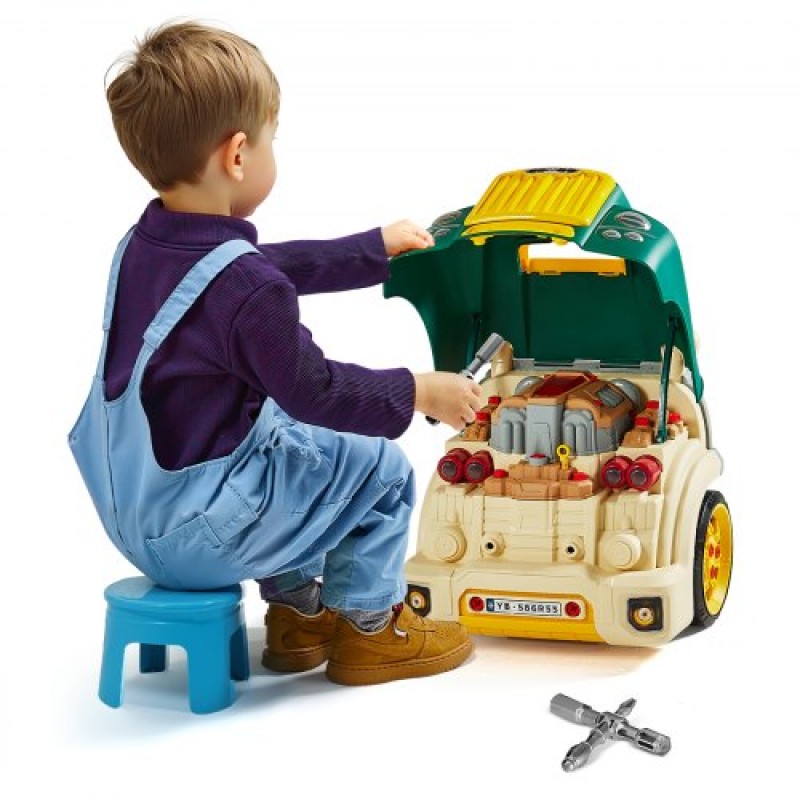 VEVOR Engine Toy, 60 τεμαχίων, Παιδικό σετ επισκευής μηχανικού αυτοκινήτου με αφαιρούμενα εξαρτήματα, φώτα και ήχους, τιμόνι και κόρνα, σετ εργαστηρίου Παιδικό μηχανικό για νήπια 3 ετών και άνω, πράσινο