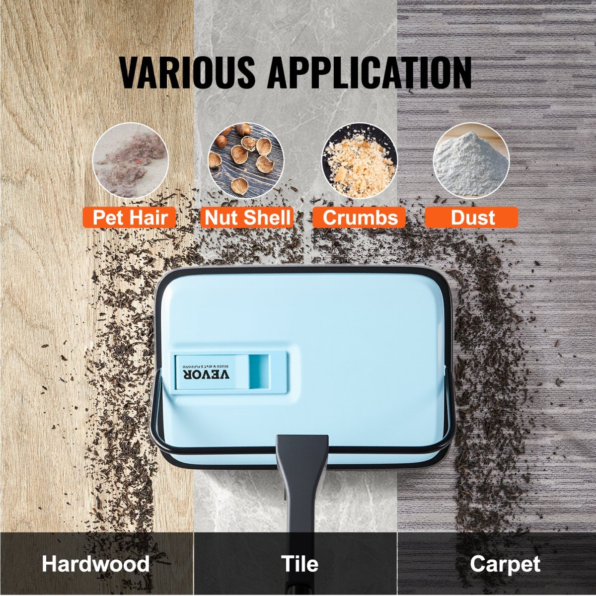 Εγχειρίδιο VEVOR Carpet Sweeper, Σάρωθρο δαπέδου με χωρητικότητα 300 ml σκουπιδοτενεκέ Εύκολα στο άδειασμα, 17 cm πλάτος καθαρισμού για χαλιά οικιακού γραφείου Pet Hair Dust, μπλε