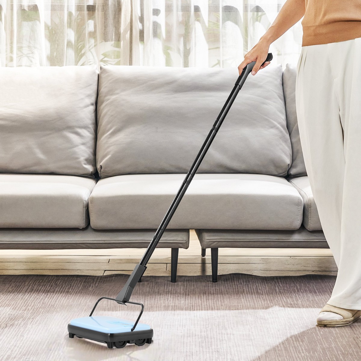 Εγχειρίδιο VEVOR Carpet Sweeper, Σάρωθρο δαπέδου με χωρητικότητα 300 ml σκουπιδοτενεκέ Εύκολα στο άδειασμα, 17 cm πλάτος καθαρισμού για χαλιά οικιακού γραφείου Pet Hair Dust, μπλε