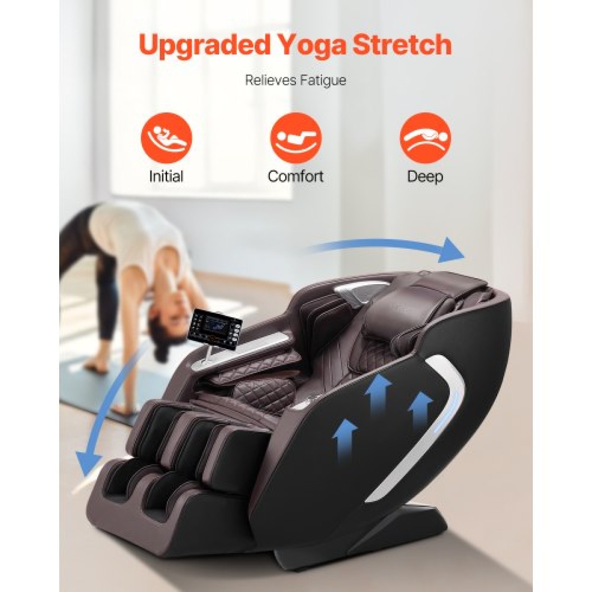Καρέκλα μασάζ VEVOR, 4D Full Body Zero Gravity Recliner με SL Track, Yoga Stretch, AI Voice Control, Heat, Foot Roller, Retractable Pedal, 36 Airbags, LCD, χειριστήρια υποβραχιόνιου, Rolling Base