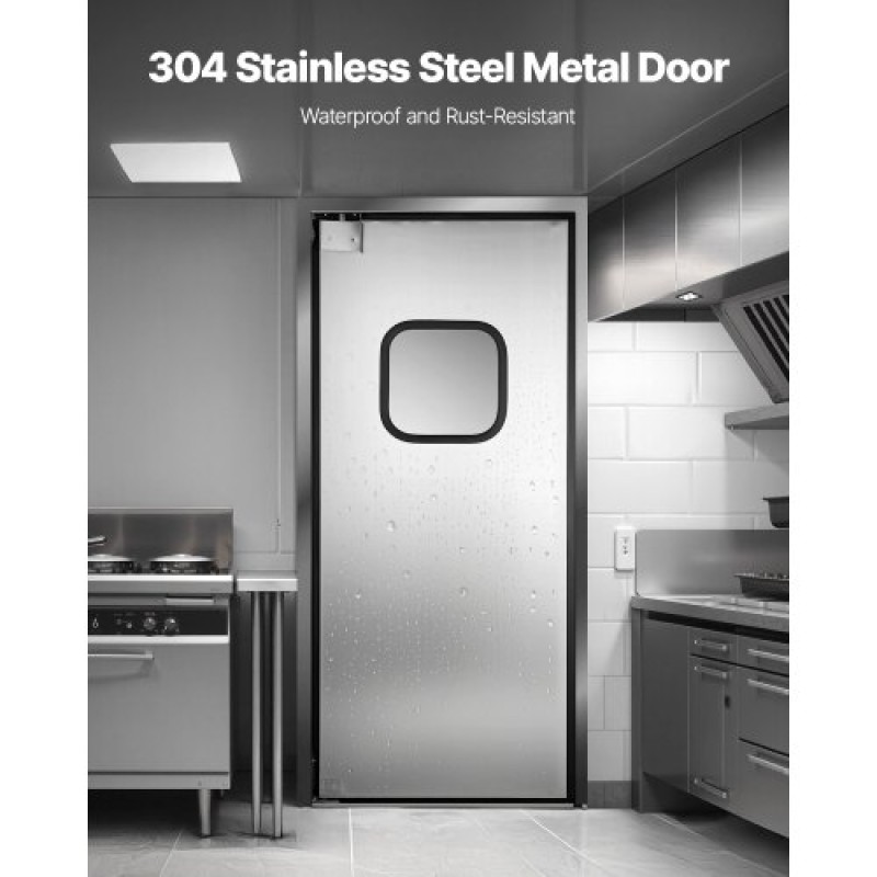 VEVOR Traffic Swing Door, Single Panel Futs Door Opening 91,4 x 213,4 cm, Ανοξείδωτες Επαγγελματικές Πόρτες με Σιδέρωμα & Αξεσουάρ, Ιδανικές για Οικιακή Χρήση, Ανθεκτικές & Εύκολες στην Τοποθέτησή τους