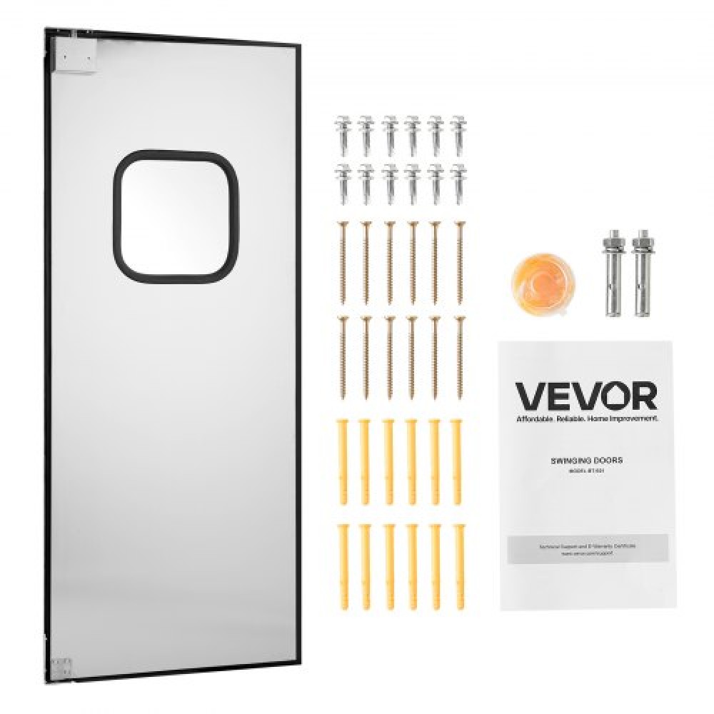 VEVOR Traffic Swing Door, Single Panel Futs Door Opening 91,4 x 213,4 cm, Ανοξείδωτες Επαγγελματικές Πόρτες με Σιδέρωμα & Αξεσουάρ, Ιδανικές για Οικιακή Χρήση, Ανθεκτικές & Εύκολες στην Τοποθέτησή τους