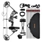 VEVOR Compound Bow Archery, Ρυθμιζόμενο 19-30 in Draw Length Compound Bow Package for Beginner, 19-70 Lbs Draw Weight Archery Bows and Arrow, Kit Right Hand with Hunting Equipment, 320 fps, Μαύρο