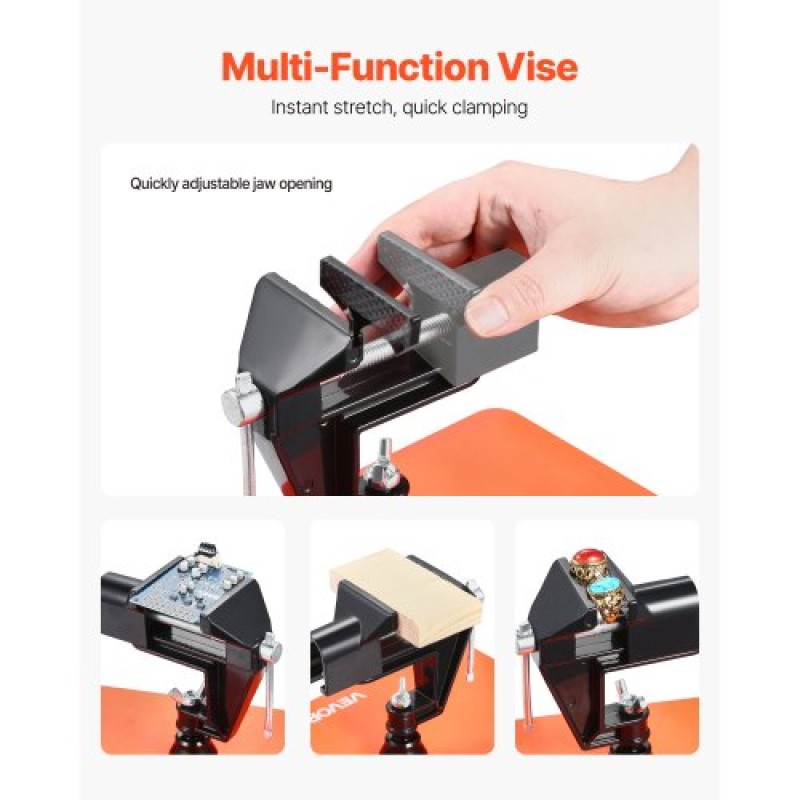 Σταθμός συγκόλλησης VEVOR Magnetic Helping Hands, 4 Arms Third Hand Tool, με μέγγενη, 3X LED μεγεθυντικός λαμπτήρας, 4 θήκη PCB & 360 Hot Air Gun Holder, Soldering Helper for Electronic Repair Craft Hobby DIY