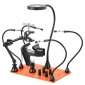 Σταθμός συγκόλλησης VEVOR Magnetic Helping Hands, 4 Arms Third Hand Tool, με μέγγενη, 3X LED μεγεθυντικός λαμπτήρας, 4 θήκη PCB & 360 Hot Air Gun Holder, Soldering Helper for Electronic Repair Craft Hobby DIY
