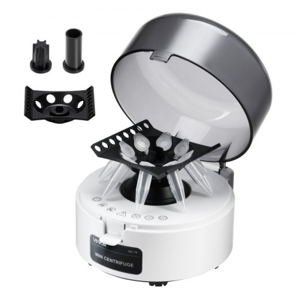VEVOR Mini Centrifuge Machine, 3013xg RCF Electric Laboratory Centrifuge Machine with 2-in-1 Rotor for 0,2/1,5/2ml Tube Capacity, Fixed Speed ​​7000r/min, Low Noise, ευρέως χρησιμοποιούμενο σε διάφορα πειράματα