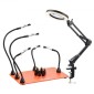 VEVOR Magnetic Helping Hands Soldering Station, 2-in-1 Third Hand Soldering Tool - 3X LED μεγεθυντικός λαμπτήρας & 5 εύκαμπτοι βραχίονες, 6 θήκες PCB, σταθμός βάσης βαρέως τύπου για ηλεκτρονικά επισκευή χειροτεχνίας