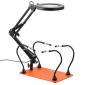 VEVOR Magnetic Helping Hands Soldering Station, 2-in-1 Third Hand Soldering Tool - 3X LED μεγεθυντικός λαμπτήρας & 5 εύκαμπτοι βραχίονες, 6 θήκες PCB, σταθμός βάσης βαρέως τύπου για ηλεκτρονικά επισκευή χειροτεχνίας