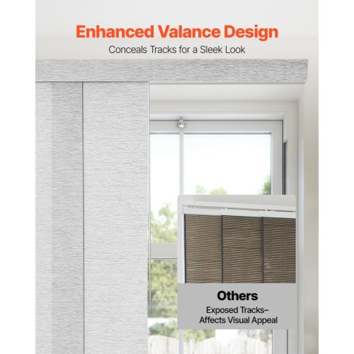 Περσίδες VEVOR Panel Track, Επεκτάσιμη ράγα από 116 cm έως 218 cm W, Trimmable Panel Curtains Μέχρι 243 cm H, Ρυθμιζόμενα κάθετα στόρια για συρόμενες πόρτες, πόρτες βεράντας, διαχωριστικό δωματίου, παράθυρο, γκρι
