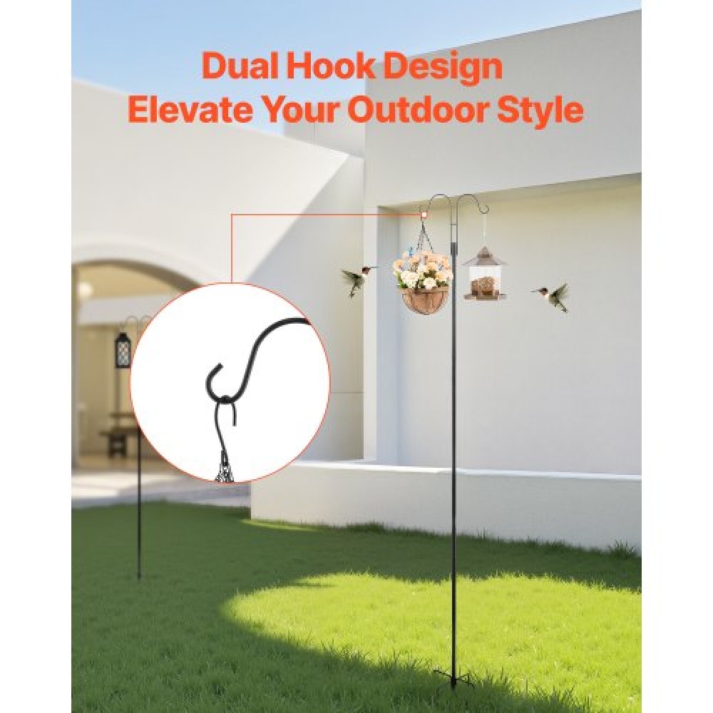 VEVOR Double Shepherds Hook 8 Pack 2345mm Heavy Duty Bird Feeder Pole