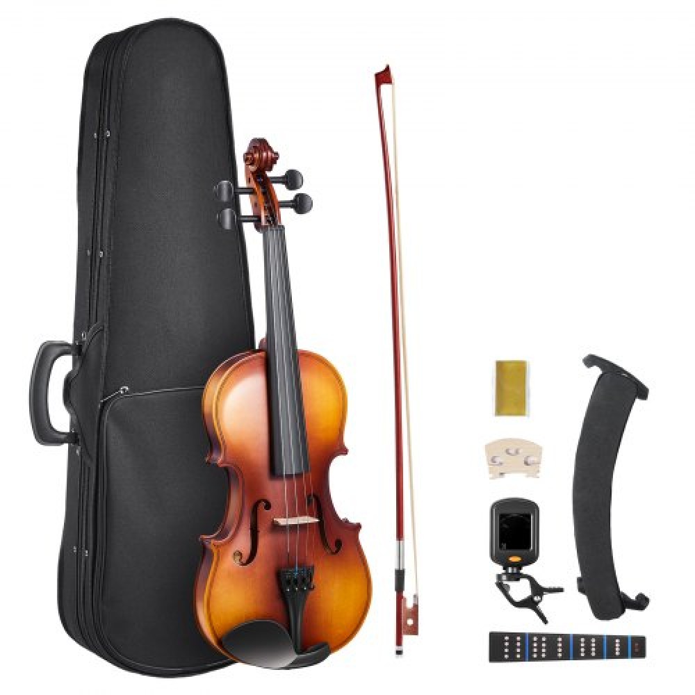 VEVOR Violin 355mm Size Fiddle Set for Adult Beginners with Case Rosin Brown
