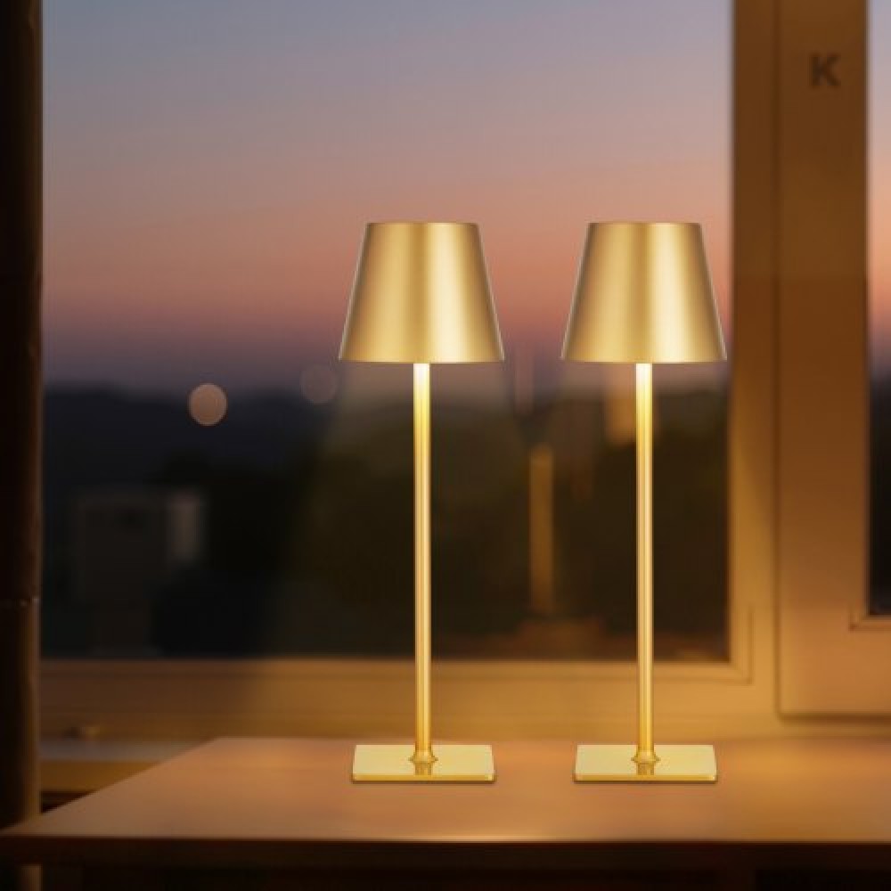 Επιτραπέζιο φωτιστικό VEVOR Cordless, 2-pack, 5200mAh Ενσωματωμένο επιτραπέζιο φωτιστικό με επαναφορτιζόμενη μπαταρία, 3 χρωμάτων Stepless Dimming Up, 3000-6500K θερμοκρασία χρώματος, επιτραπέζιο φωτιστικό για εστιατόριο, υπνοδωμάτιο, εξωτερικό χώρο, χρυσ