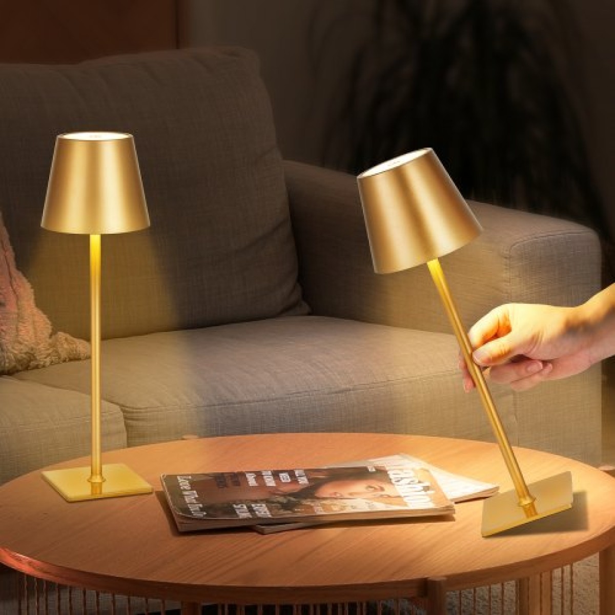 Επιτραπέζιο φωτιστικό VEVOR Cordless, 2-pack, 5200mAh Ενσωματωμένο επιτραπέζιο φωτιστικό με επαναφορτιζόμενη μπαταρία, 3 χρωμάτων Stepless Dimming Up, 3000-6500K θερμοκρασία χρώματος, επιτραπέζιο φωτιστικό για εστιατόριο, υπνοδωμάτιο, εξωτερικό χώρο, χρυσ