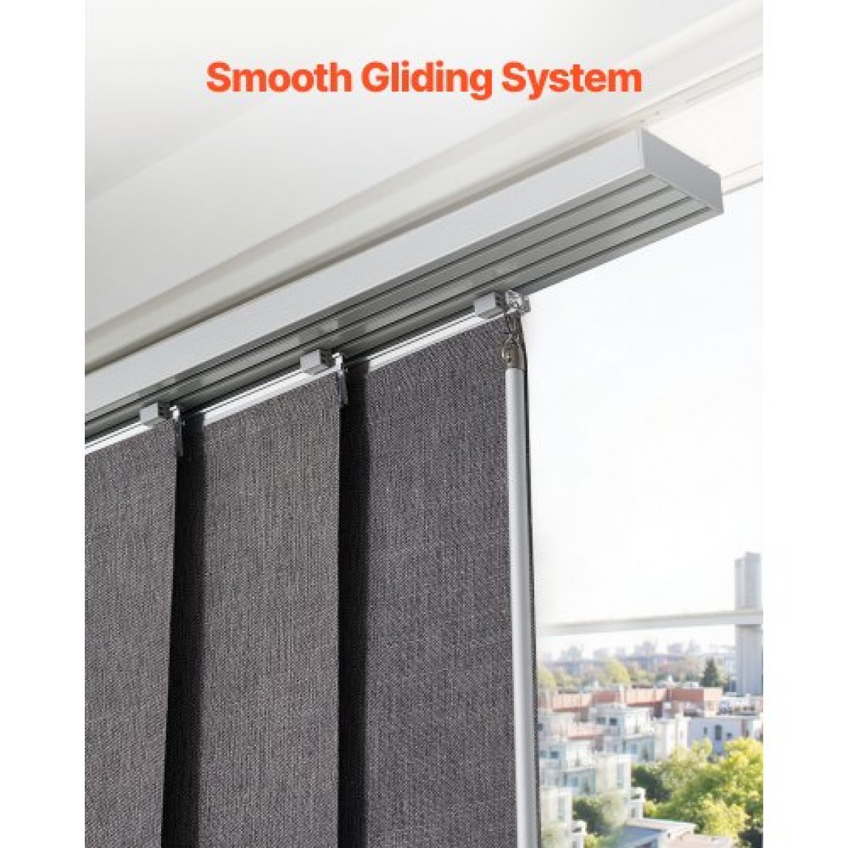 Περσίδες VEVOR Panel Track, Επεκτάσιμη ράγα από 116 cm έως 218 cm W, Trimmable Panel Curtains Up έως 243 cm H, Κάθετα στόρια συσκότισης για συρόμενες πόρτες, πόρτες βεράντας, διαχωριστικό δωματίου, σκούρο γκρι