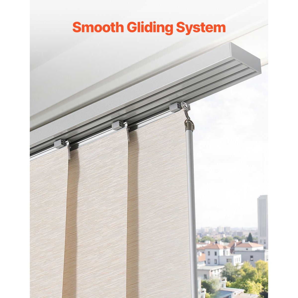 Περσίδες VEVOR Panel Track, Επεκτάσιμη ράγα από 116 cm έως 218 cm W, Trimmable Panel Curtains Μέχρι 243 cm H, Ρυθμιζόμενα κάθετα στόρια για συρόμενες πόρτες, πόρτες βεράντας, διαχωριστικό δωματίου, ανοιχτό καφέ