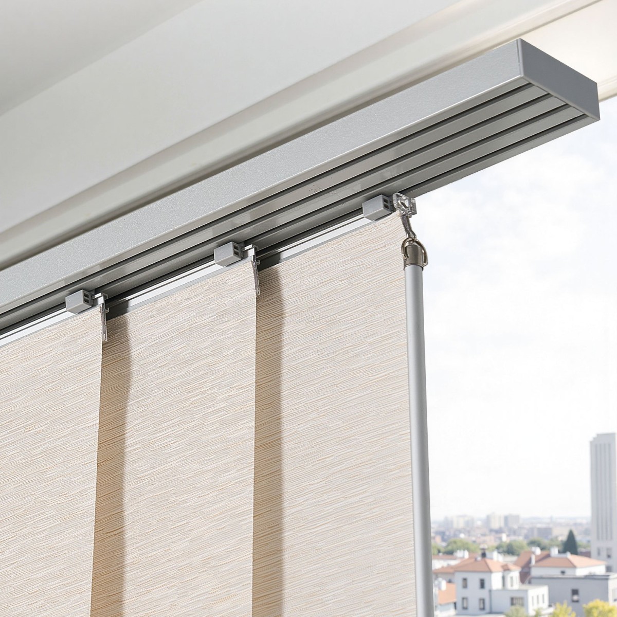 Περσίδες VEVOR Panel Track, Επεκτάσιμη ράγα από 116 cm έως 218 cm W, Trimmable Panel Curtains Μέχρι 243 cm H, Ρυθμιζόμενα κάθετα στόρια για συρόμενες πόρτες, πόρτες βεράντας, διαχωριστικό δωματίου, ανοιχτό καφέ