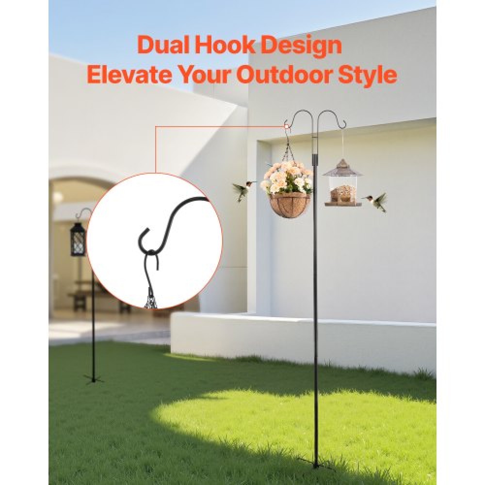 VEVOR Double Shepherds Hook 8 Pack 2730mm Heavy Duty Bird Feeder Pole