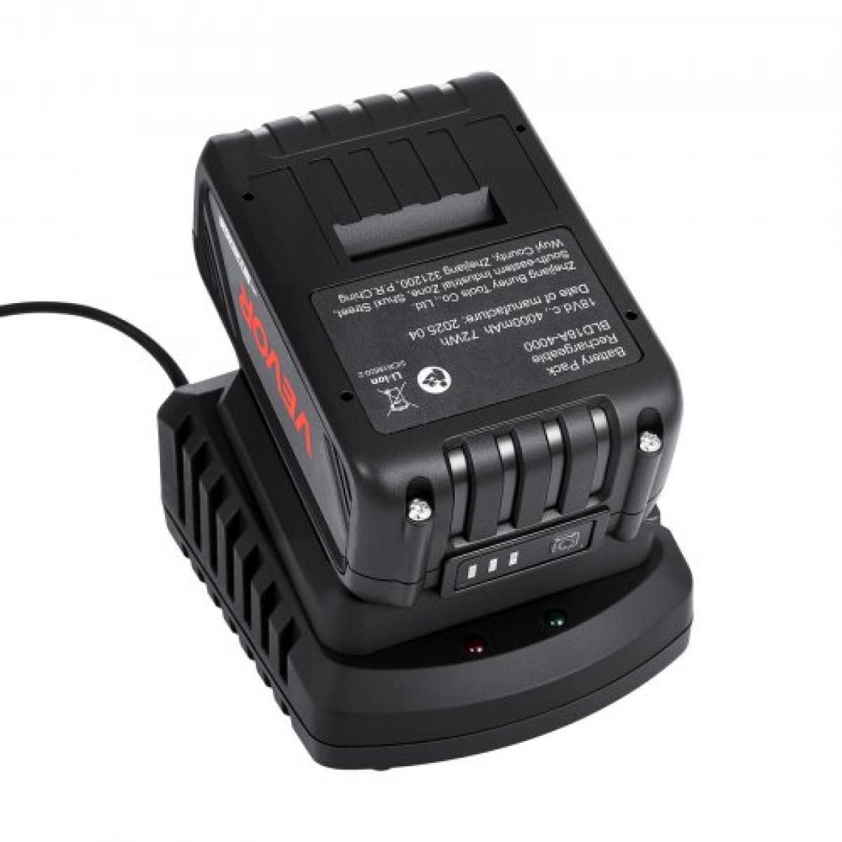 VEVOR 20V MAX, φορητή μπαταρία και φορτιστή Combo, AC 220V, 4.0 Ah μπαταρία ιόντων λιθίου, 4000 mAh Μεγάλη χωρητικότητα, Εκτεταμένος χρόνος λειτουργίας, Συμβατό με εργαλεία σειράς, για αντικατάσταση και γρήγορη φόρτιση