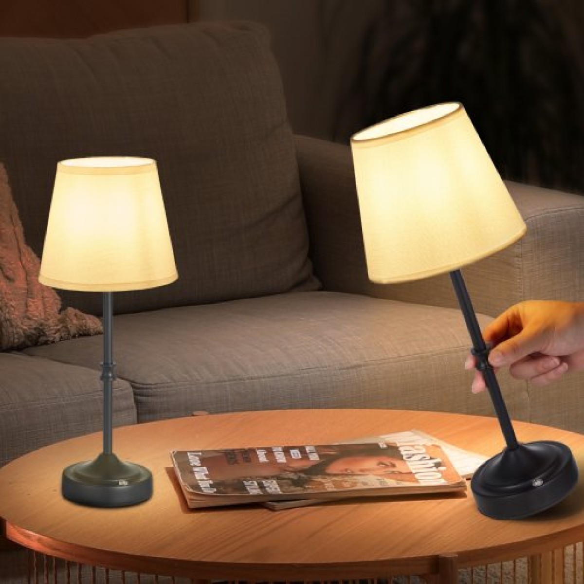 Επιτραπέζιο φωτιστικό VEVOR Cordless, 2 Pack, 5200mAh Ενσωματωμένο Επιτραπέζιο Φωτιστικό με Επαναφορτιζόμενη Μπαταρία, Φωτεινότητα 3 επιπέδων, Υφασμάτινη Απόχρωση, Θερμοκρασία χρώματος 2700-3000K, Επιτραπέζιο Φωτιστικό για Εστιατόριο, Υπνοδωμάτιο, Μπαρ, Μ