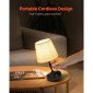 Επιτραπέζιο φωτιστικό VEVOR Cordless, Ενσωματωμένη επαναφορτιζόμενη μπαταρία 5200mAh Μικρό φωτιστικό γραφείου, φωτεινότητα 3 επιπέδων, ύφασμα απόχρωση, θερμοκρασία χρώματος 2700-3000K, επιτραπέζιο φωτιστικό για εστιατόριο, υπνοδωμάτιο, μπαρ, μαύρο
