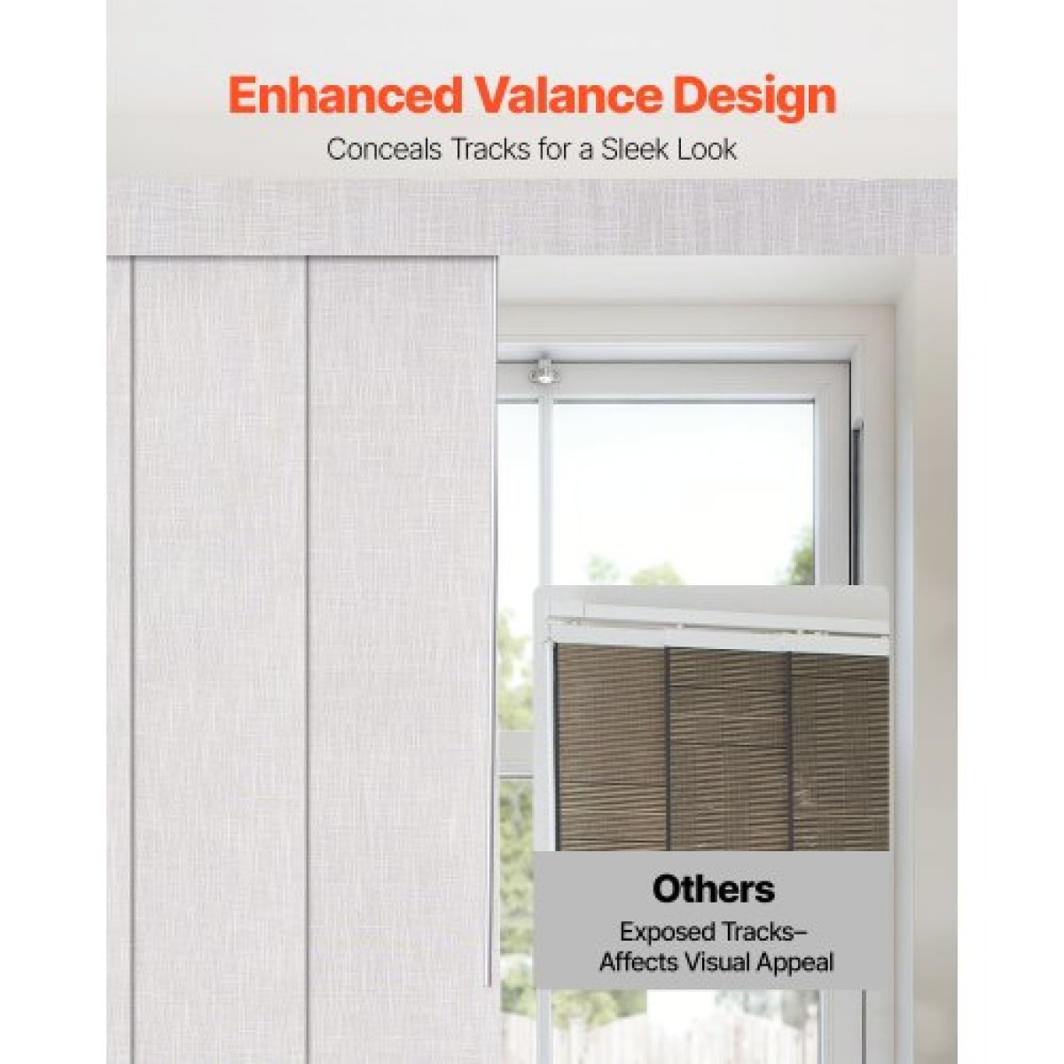Περσίδες VEVOR Panel Track, Επεκτάσιμη ράγα από 116 cm έως 218 cm W, Trimmable Panel Curtains Up έως 243 cm H, Κάθετες περσίδες συσκότισης για συρόμενες πόρτες, πόρτες βεράντας, διαχωριστικό δωματίου, ανοιχτό γκρι