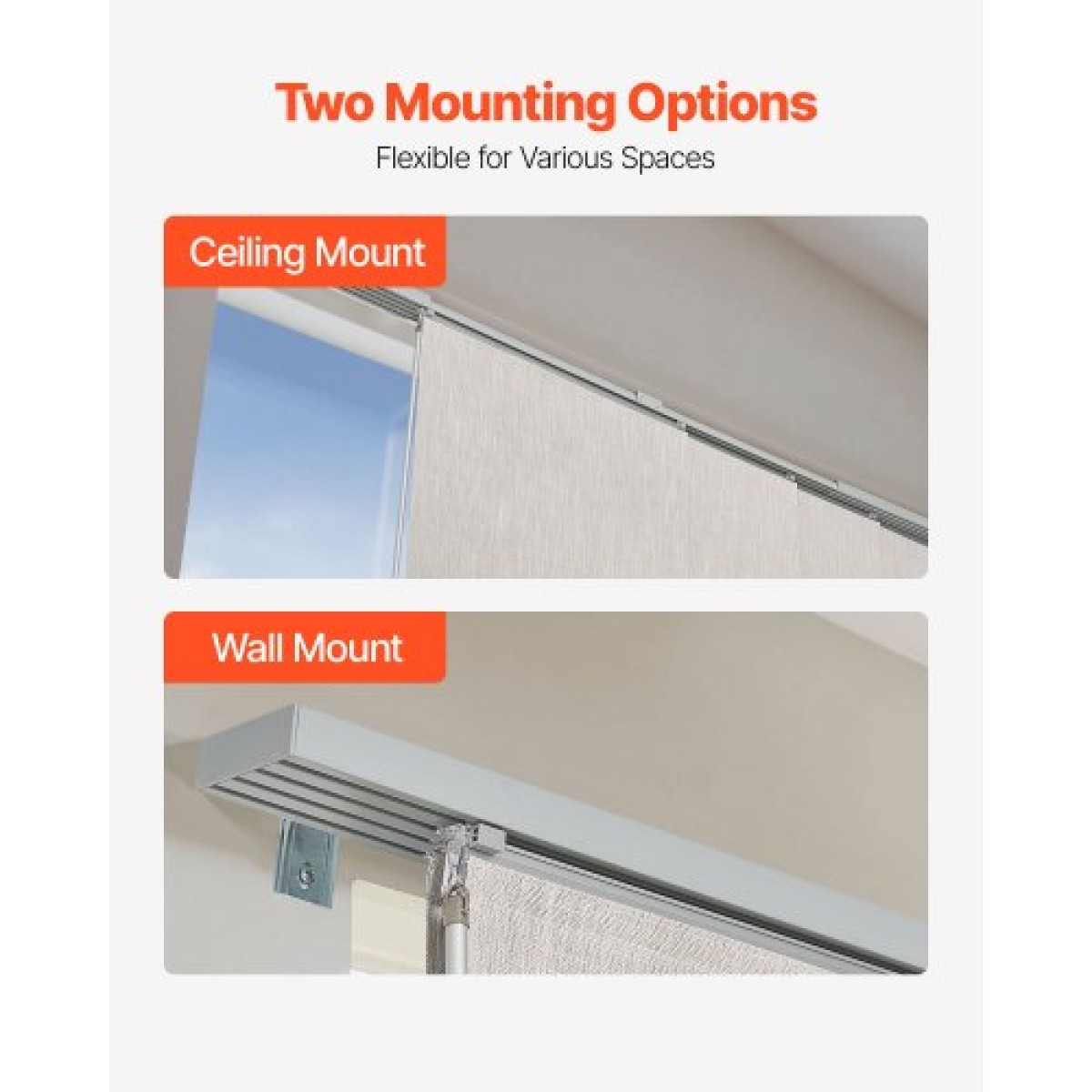Περσίδες VEVOR Panel Track, Επεκτάσιμη ράγα από 116 cm έως 218 cm W, Trimmable Panel Curtains Up έως 243 cm H, Κάθετες περσίδες συσκότισης για συρόμενες πόρτες, πόρτες βεράντας, διαχωριστικό δωματίου, ανοιχτό γκρι