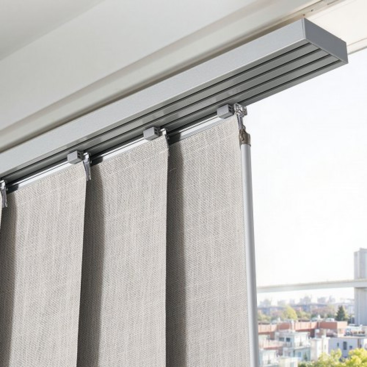 Περσίδες VEVOR Panel Track, Επεκτάσιμη ράγα από 116 cm έως 218 cm W, Trimmable Panel Curtains Up έως 243 cm H, Κάθετες περσίδες συσκότισης για συρόμενες πόρτες, πόρτες βεράντας, διαχωριστικό δωματίου, ανοιχτό γκρι