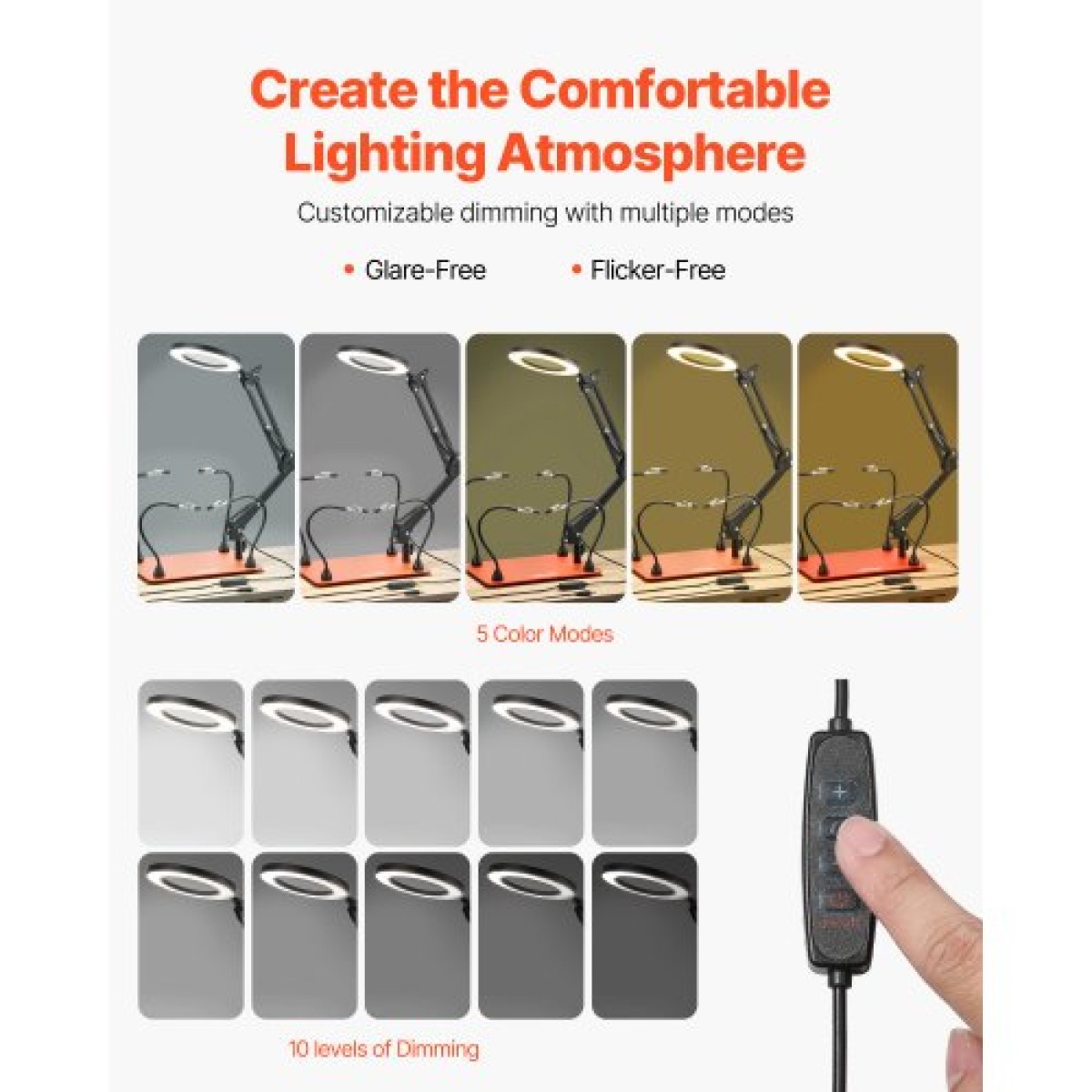 Σταθμός συγκόλλησης VEVOR Magnetic Hands Helping, 4 Flexible Arms Third Hand Tool with 3X LED μεγεθυντικός λαμπτήρας & αντιολισθητική βάση βαρέως τύπου, Soldering Hands Helping for Electronic Repair Craft Hobby DIY