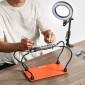 Σταθμός συγκόλλησης VEVOR Magnetic Hands Helping, 4 Flexible Arms Third Hand Tool with 3X LED μεγεθυντικός λαμπτήρας & αντιολισθητική βάση βαρέως τύπου, Soldering Hands Helping for Electronic Repair Craft Hobby DIY