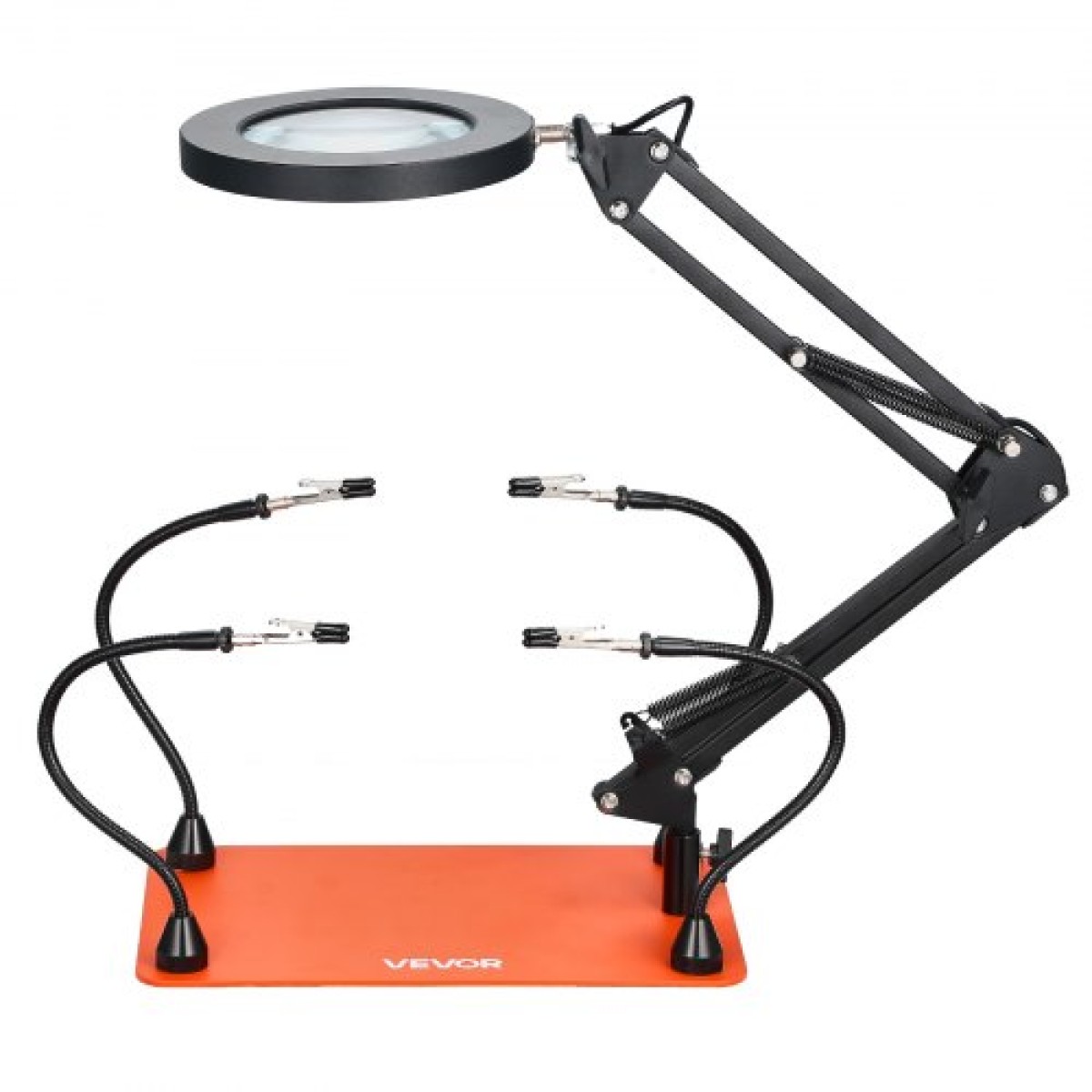 Σταθμός συγκόλλησης VEVOR Magnetic Hands Helping, 4 Flexible Arms Third Hand Tool with 3X LED μεγεθυντικός λαμπτήρας & αντιολισθητική βάση βαρέως τύπου, Soldering Hands Helping for Electronic Repair Craft Hobby DIY