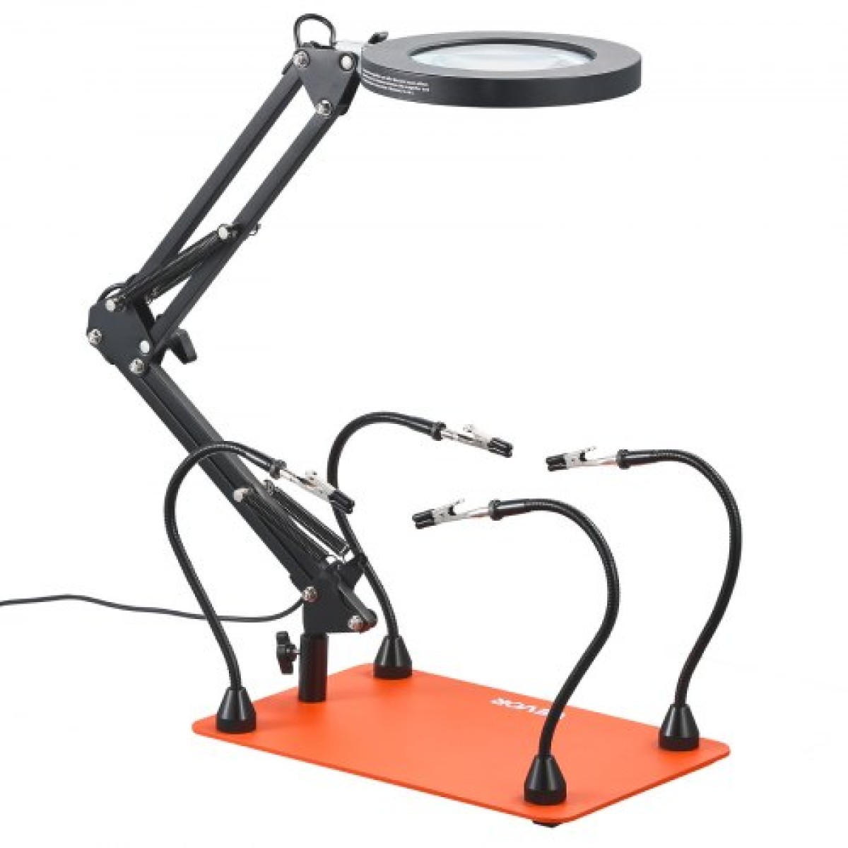 Σταθμός συγκόλλησης VEVOR Magnetic Hands Helping, 4 Flexible Arms Third Hand Tool with 3X LED μεγεθυντικός λαμπτήρας & αντιολισθητική βάση βαρέως τύπου, Soldering Hands Helping for Electronic Repair Craft Hobby DIY