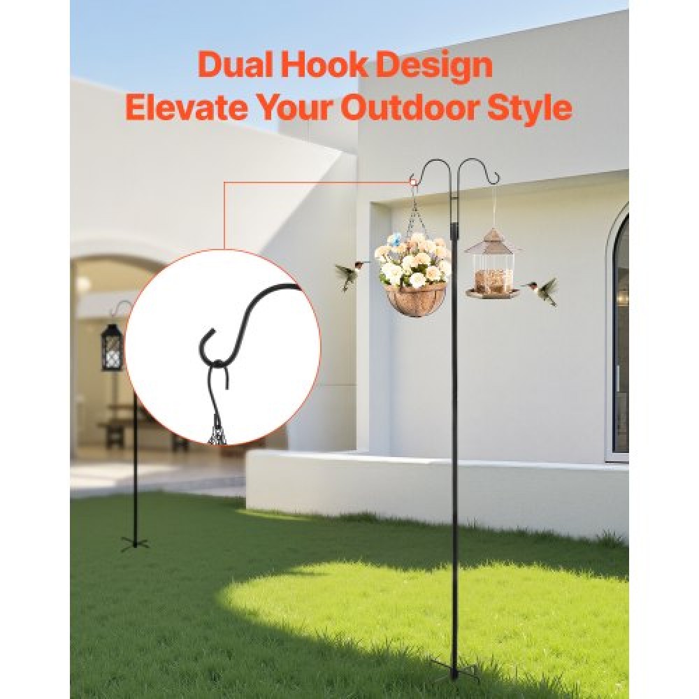 VEVOR Double Shepherds Hook 8 Pack 1950mm Heavy Duty Bird Feeder Pole
