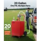 VEVOR 20 Gallon Fuel Caddy, βενζίνη και ντίζελ καυσίμου με αντλία χειροκίνητης μεταφοράς, φορητό δοχείο αποθήκευσης καυσίμου με 2 τροχούς & λάστιχο 10 ft, Gas Caddy για αυτοκίνητα, χορτοκοπτικά, ATV, σκάφη, Περισσότερα, κόκκινο
