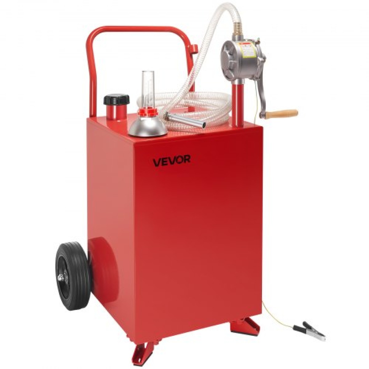 VEVOR 20 Gallon Fuel Caddy, βενζίνη και ντίζελ καυσίμου με αντλία χειροκίνητης μεταφοράς, φορητό δοχείο αποθήκευσης καυσίμου με 2 τροχούς & λάστιχο 10 ft, Gas Caddy για αυτοκίνητα, χορτοκοπτικά, ATV, σκάφη, Περισσότερα, κόκκινο