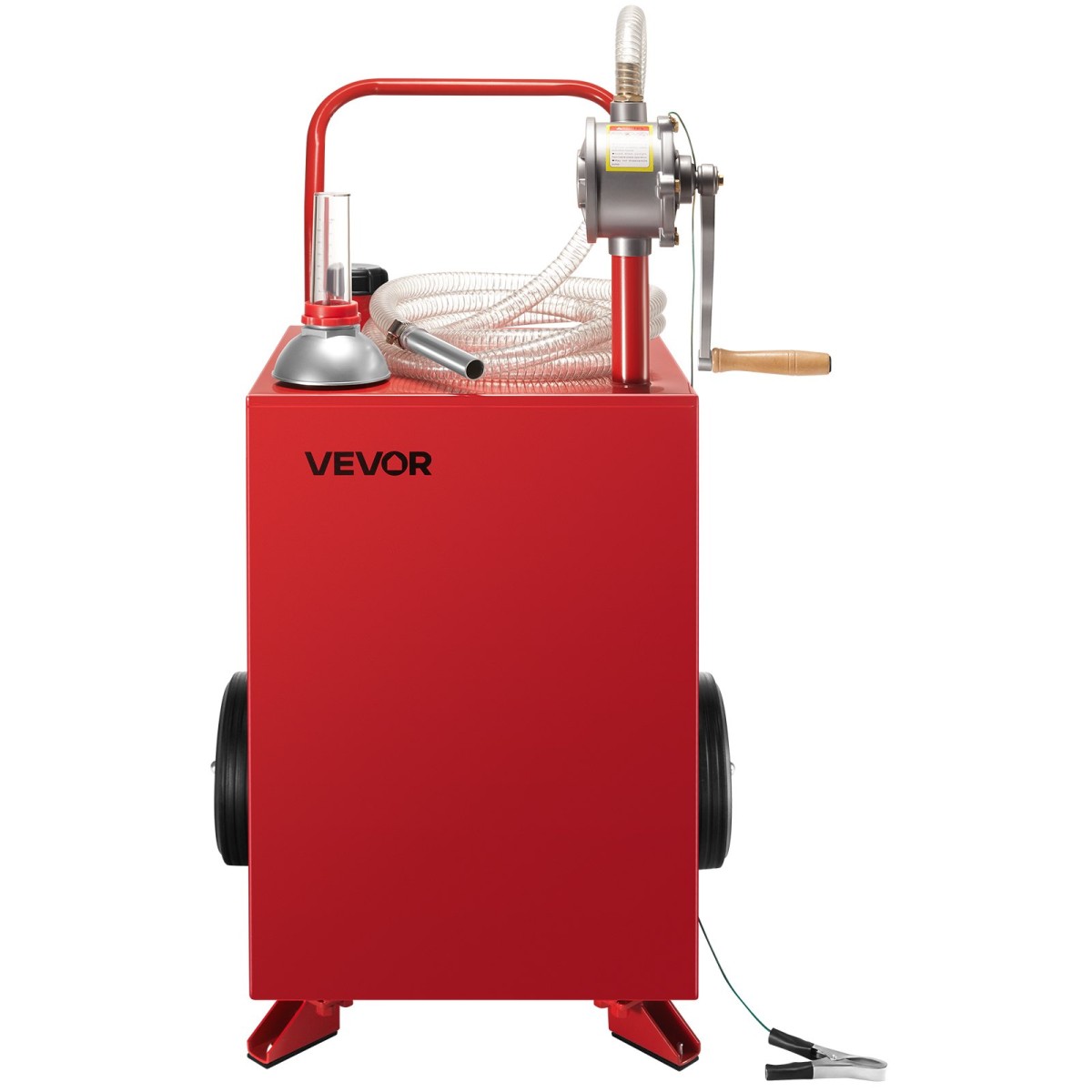 VEVOR 20 Gallon Fuel Caddy, βενζίνη και ντίζελ καυσίμου με αντλία χειροκίνητης μεταφοράς, φορητό δοχείο αποθήκευσης καυσίμου με 2 τροχούς & λάστιχο 10 ft, Gas Caddy για αυτοκίνητα, χορτοκοπτικά, ATV, σκάφη, Περισσότερα, κόκκινο