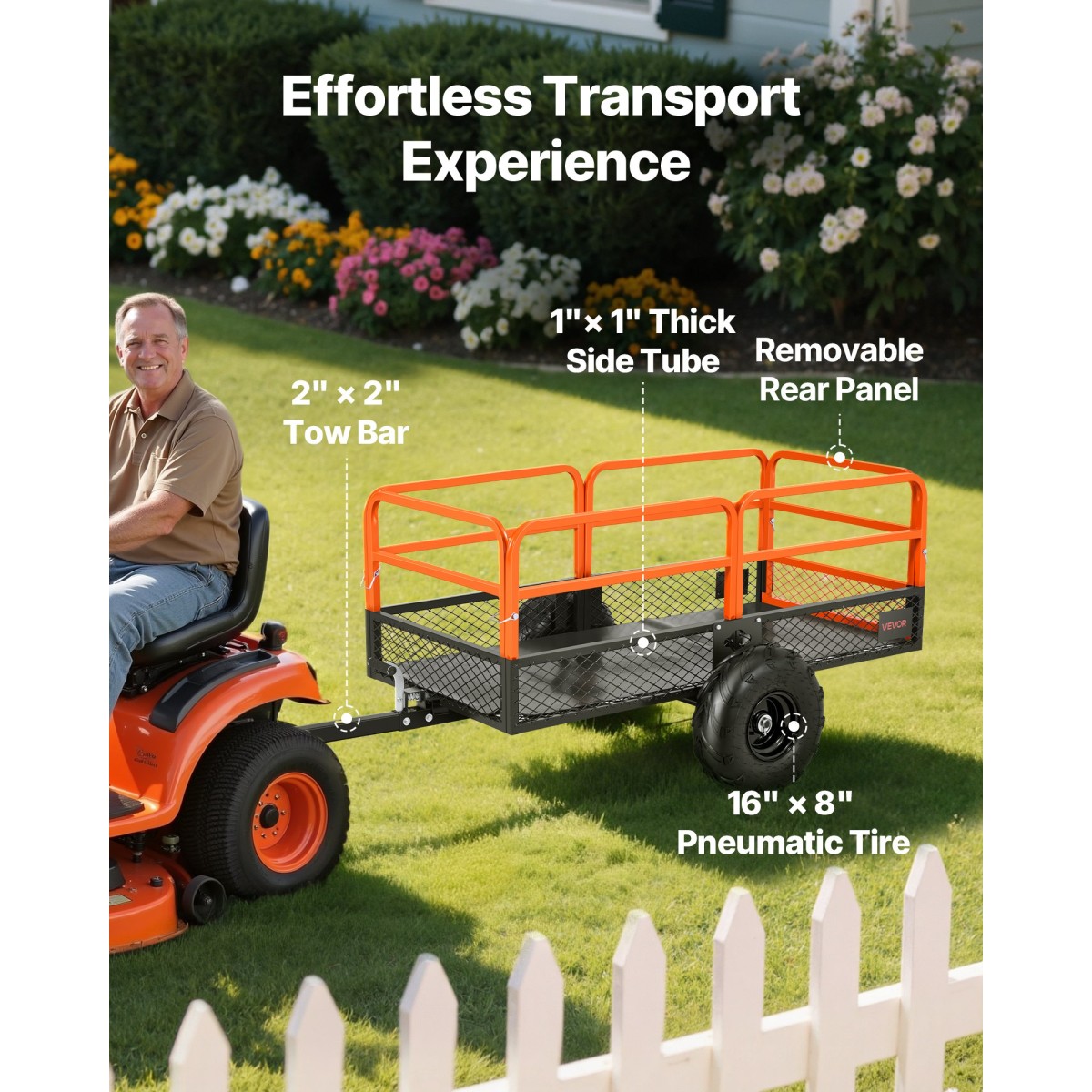 VEVOR Garden Utility Trailer, 22 Cu.Ft.& 725 κιλά, τρέιλερ ATV UTV, Ρυμουλκούμενο πίσω από χάλυβα Dump Trailers, Αφαιρούμενο πίσω πάνελ, Ρυμουλκούμενα βαρέως τύπου πίσω από την αυλή για χλοοκοπτικά τρακτέρ Garden Waste