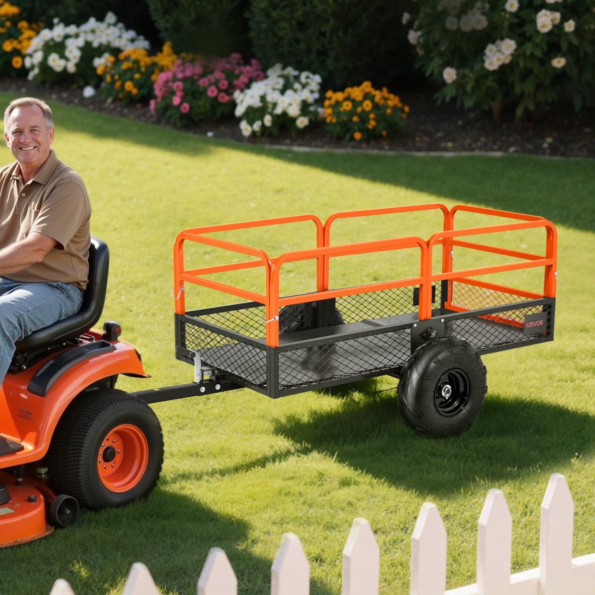 VEVOR Garden Utility Trailer, 22 Cu.Ft.& 725 κιλά, τρέιλερ ATV UTV, Ρυμουλκούμενο πίσω από χάλυβα Dump Trailers, Αφαιρούμενο πίσω πάνελ, Ρυμουλκούμενα βαρέως τύπου πίσω από την αυλή για χλοοκοπτικά τρακτέρ Garden Waste