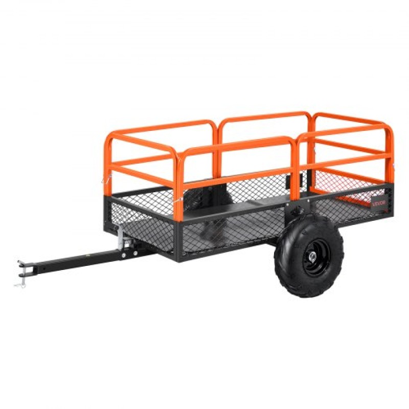 VEVOR Garden Utility Trailer, 22 Cu.Ft.& 725 κιλά, τρέιλερ ATV UTV, Ρυμουλκούμενο πίσω από χάλυβα Dump Trailers, Αφαιρούμενο πίσω πάνελ, Ρυμουλκούμενα βαρέως τύπου πίσω από την αυλή για χλοοκοπτικά τρακτέρ Garden Waste