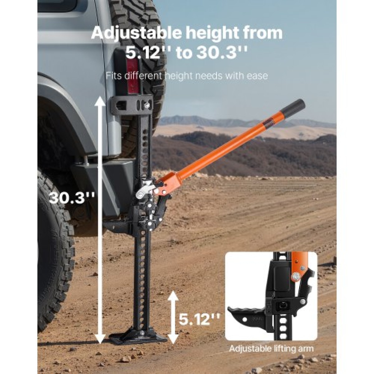 VEVOR Farm Jack, 91,5 cm Utility High Lift Farm Jack, 3,18 Ton Capacity Ratcheting Off Road Utility Jacks, Heavy-Duty Lift Jacks με εύρος ανύψωσης 130,1-769,6 mm για τρακτέρ, φορτηγό, SUV