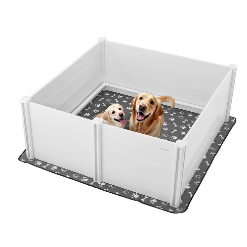 Κουτί VEVOR Dogs Whelping Box, 60 x 60 x 24 ιντσών, Παρκοκρέβατο για κουτάβια από πλαστικό PVC με ρυθμιζόμενη πόρτα και πλενόμενο μαξιλαράκι ούρων, αντιπαραμορφωτικό εσωτερικό κουτάβι για σκύλους πολύ μεγάλης φυλής, Milk White