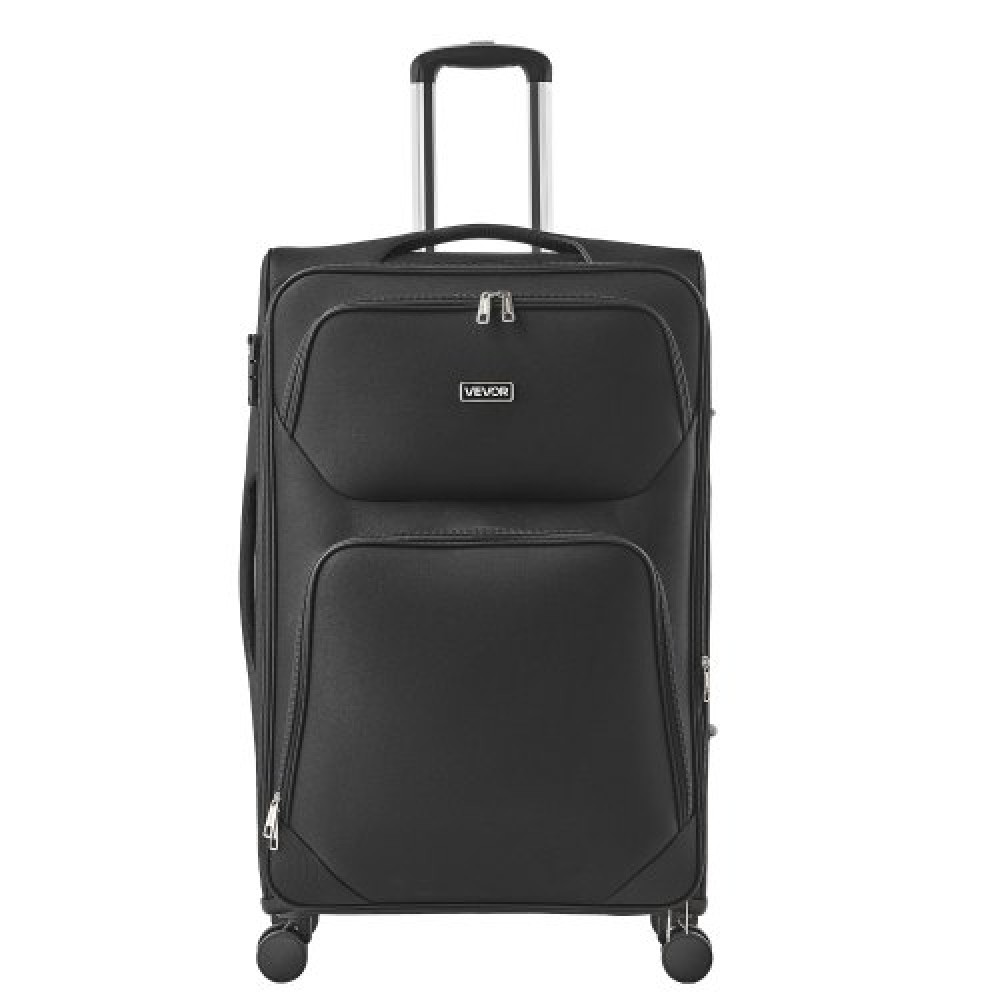 Επεκτάσιμη αποσκευή VEVOR Softside με περιστροφικούς τροχούς, 24 ιντσών / 71 cm Ελεγμένες μεγάλες αποσκευές, ελαφριά βαλίτσα με τσάντα με επεκτεινόμενη τσέπη με φερμουάρ και κλειδαριά TSA, μαύρο