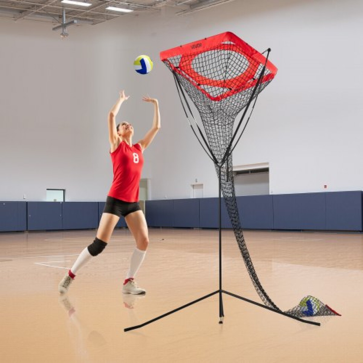 Εξοπλισμός προπόνησης VEVOR Volleyball Setter, Προπονητής βόλεϊ με ρυθμιζόμενο γωνία και ύψος, φορητό δίχτυ εξάσκησης με ατσάλινο βάση, τσάντα μεταφοράς, εσωτερικός εξωτερικός στόχος για το σερβίρισμα Ρύθμιση Spiking
