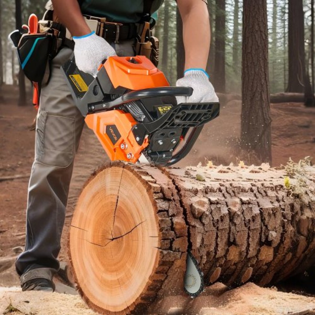 VEVOR 62 cc Αλυσοπρίονο αερίου, αλυσοπρίονο 20 ιντσών με τροφοδοσία αερίου, ηλεκτρικό αλυσοπρίονο 3,6 HP με αντιολισθητική λαβή, αλυσοπρίονα αερίου με διπλές δεξαμενές καυσίμου, για κοπή ξύλου, κοπή δέντρων και καθαρισμό γης