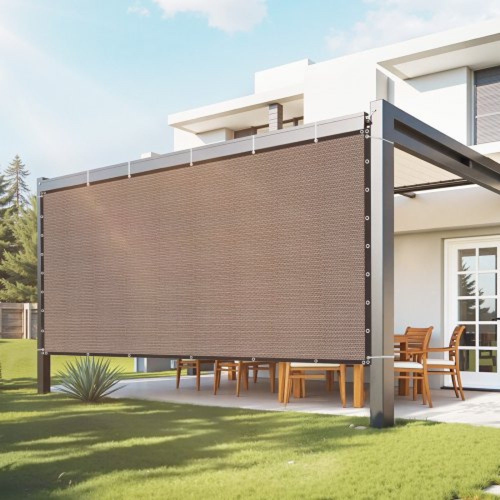 VEVOR 90% Sun Shade Cloth Privacy Screen 8 x 12 ft for Patio Garden (Brown)