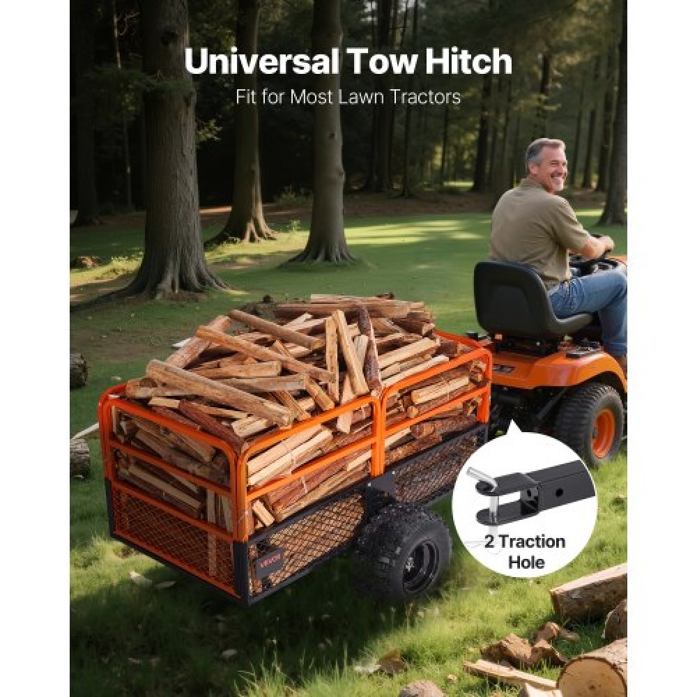 VEVOR Dump Trailer 1800 lbs 28 Cu. Ft Tow Behind Steel Garden Yard Trailer Cart