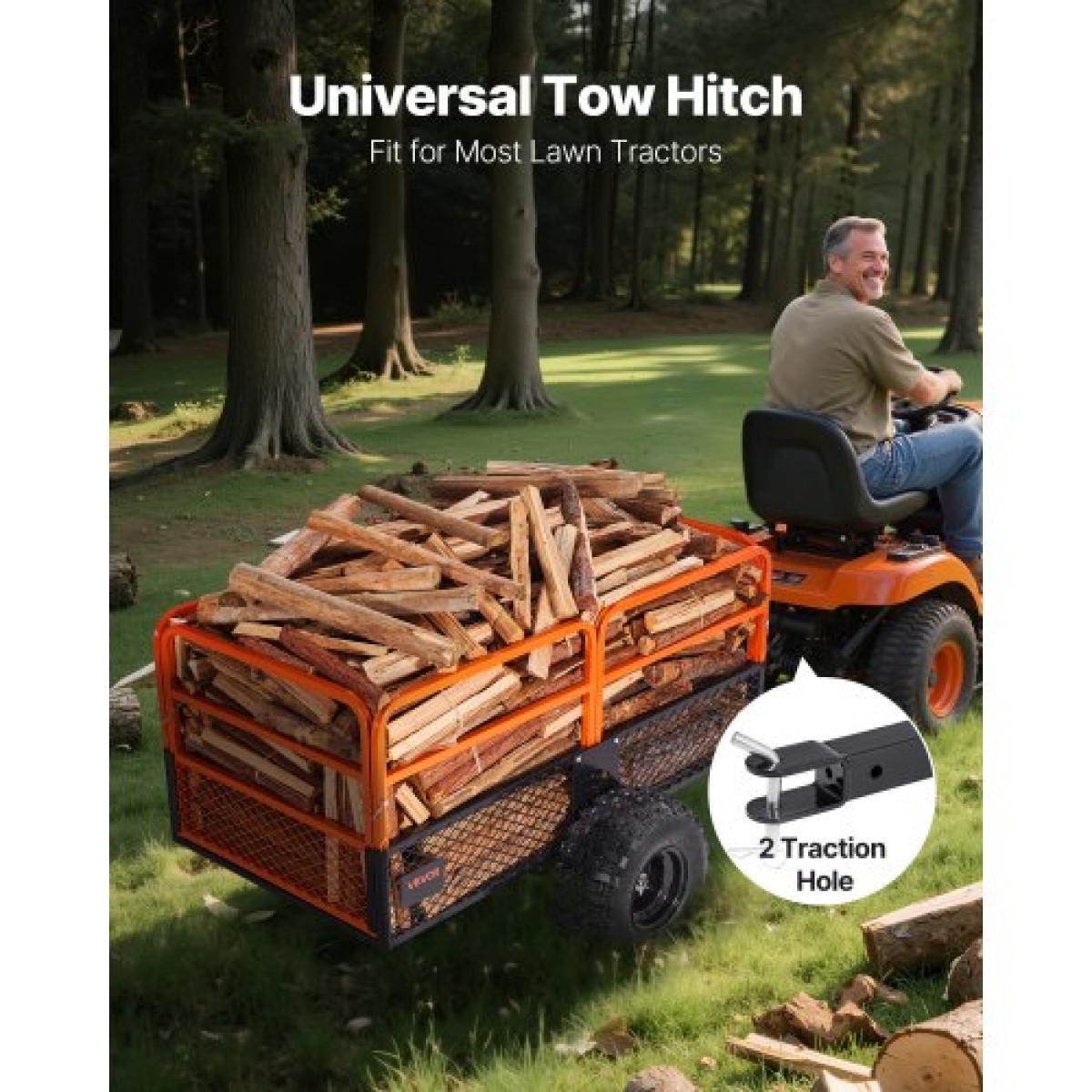 VEVOR Garden Utility Trailer, 28 Cu.Ft.& 800kg, τρέιλερ ATV UTV, Ρυμουλκούμενα πίσω από χάλυβα Dump Trailers, Αφαιρούμενο πίσω πλαίσιο, Ρυμουλκούμενα βαρέως τύπου πίσω από την αυλή για χλοοκοπτικά τρακτέρ Garden Waste