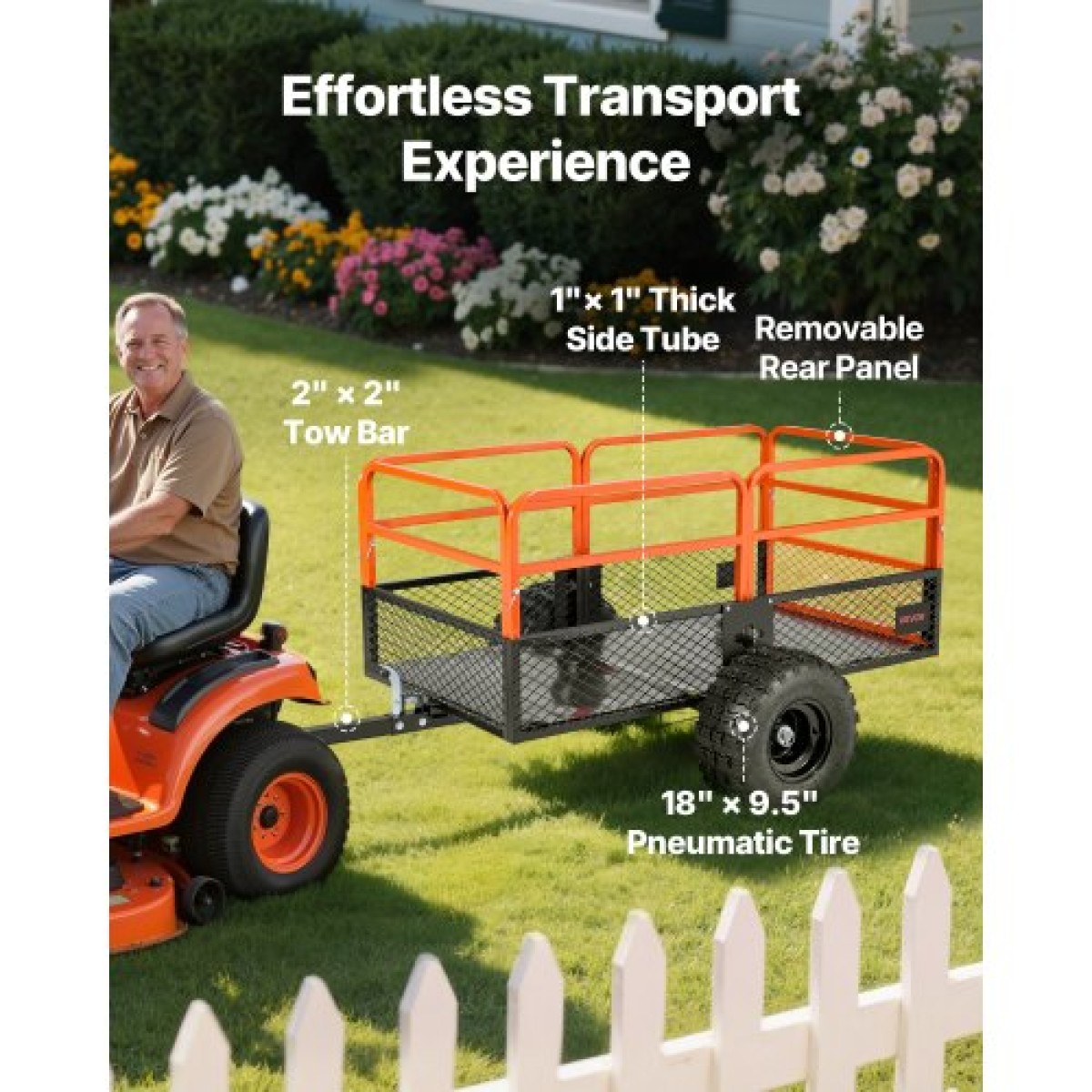 VEVOR Garden Utility Trailer, 28 Cu.Ft.& 800kg, τρέιλερ ATV UTV, Ρυμουλκούμενα πίσω από χάλυβα Dump Trailers, Αφαιρούμενο πίσω πλαίσιο, Ρυμουλκούμενα βαρέως τύπου πίσω από την αυλή για χλοοκοπτικά τρακτέρ Garden Waste