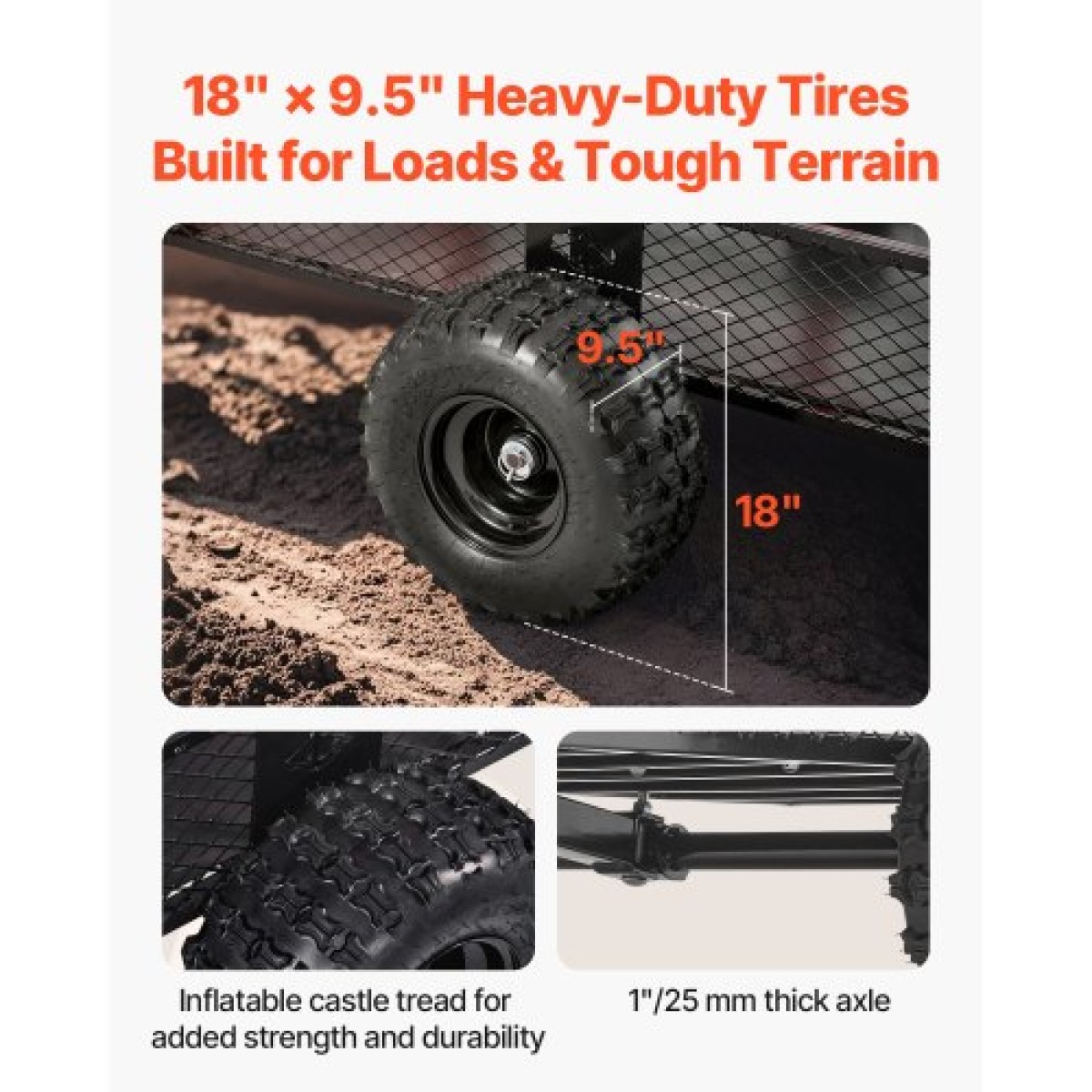 VEVOR Garden Utility Trailer, 28 Cu.Ft.& 800kg, τρέιλερ ATV UTV, Ρυμουλκούμενα πίσω από χάλυβα Dump Trailers, Αφαιρούμενο πίσω πλαίσιο, Ρυμουλκούμενα βαρέως τύπου πίσω από την αυλή για χλοοκοπτικά τρακτέρ Garden Waste