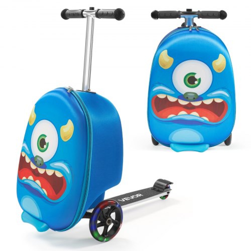 Αποσκευές VEVOR Ride-on, χωρητικότητα 20 L, 20 ιντσών βαλίτσα παιδικού σκούτερ με τροχούς flash PU, ρυθμιζόμενη λαβή & αντιολισθητική λαβή TPR, αναδιπλούμενη & ελαφριά αποσκευή σκούτερ για παιδιά ηλικίας 5+, μπλε