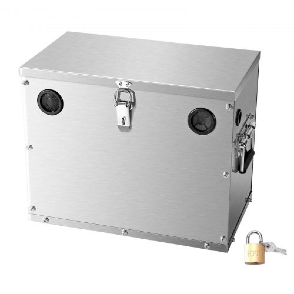 VEVOR Battery Box, Group 24/31 Trolling Motor Battery Box, Θήκη θαλάσσιων μπαταριών με κλειδαριά, λαβές και τρύπες καλωδίων από καουτσούκ, κέλυφος από ανοξείδωτο χάλυβα, κατάλληλο για αυτοκίνητα, σκάφη και μηχανές συρτής